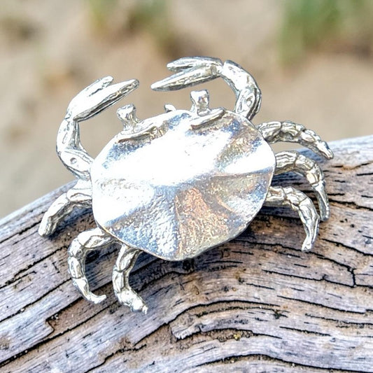 Crab Figurine, Miniature Pewter Crab, Handmade Sea Life Collectible