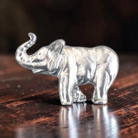 Elephant Figurine, Miniature Elephant, Elephant Totem, Handmade in Fine Pewter
