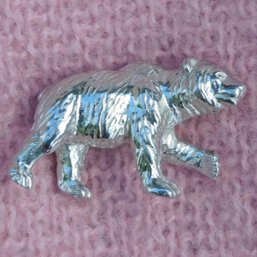 Bear Figurine, Walking Pewter Bear Totem, Handmade Animal Collectible