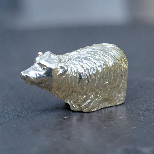 Bear Figurine, Miniature Pewter Bear Totem, Handmade Animal Collectible