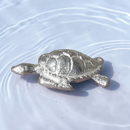 Turtle Figurine (Hawksbill Sea Turtle), Handmade Pewter