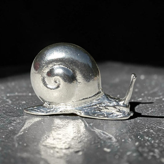 Snail Figurine, Miniature Snail, Handmade Pewter