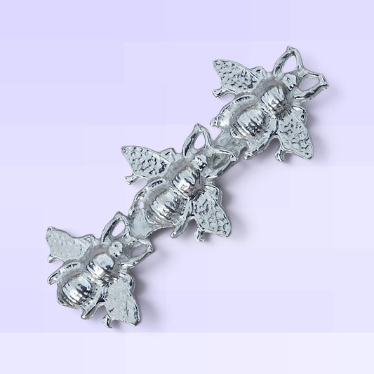 Bee Brooch (Three Bees), Handcast Pewter, Polished Finish