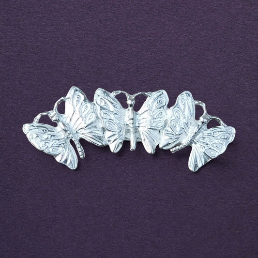 Three Butterflies Brooch, Gardeners Brooch, Butterfly Jewellery, Handmade in Fine Pewter by William Sturt