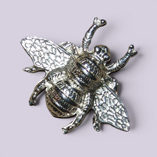 Honey Bee Brooch, Handcast Pewter, Polished Finish