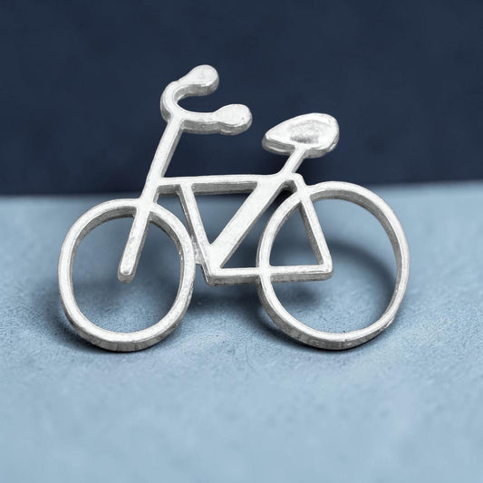 Bicycle Brooch, Handcast Pewter, Polished Finish