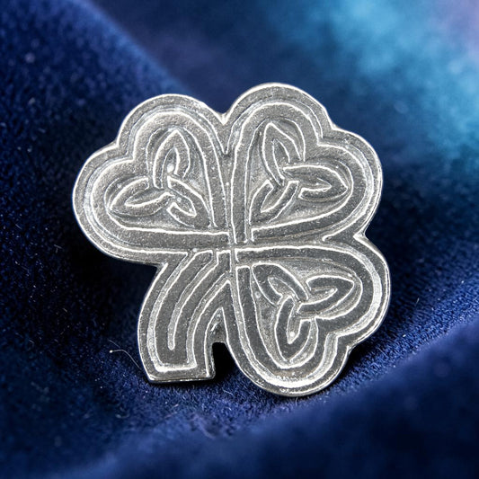 Celtic Shamrock Brooch, Handcast Pewter, Polished Finish Sturt