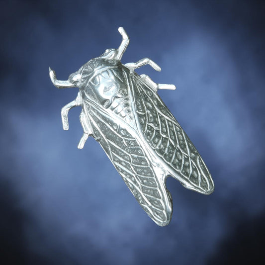 Cicada Brooch, Handcast Pewter, Polished Finish