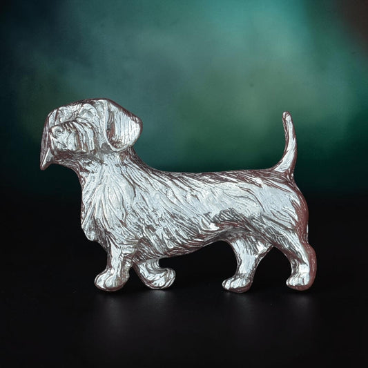 Dachshund Brooch (Wire-Haired), Handcast Pewter, Polished Finish
