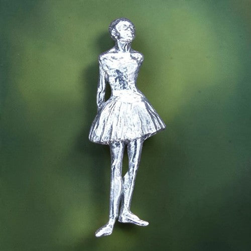 Ballerina Brooch, Degas Dancer, Handcast Pewter, Polished Finish