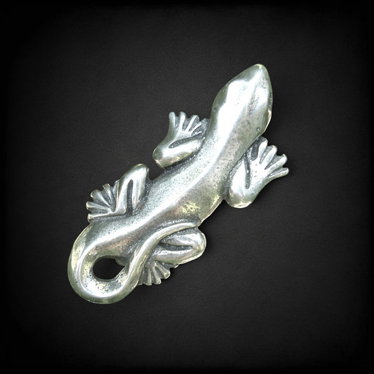 Lizard Brooch, (Chunky Design), Handcast Pewter, Polished Finish