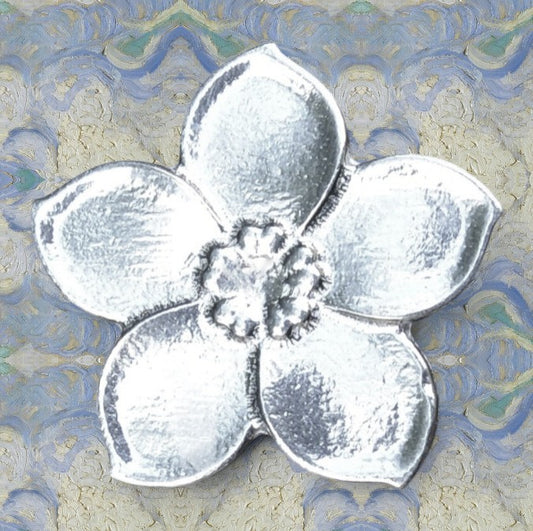 Forget-Me-Not Brooch, Handcast Pewter Brooch, Polished Finish