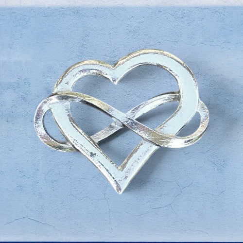 Infinity Heart Brooch, Handcast Pewter, Polished Finish