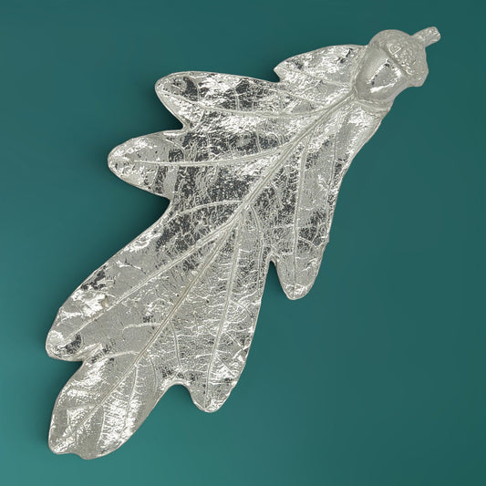 Oak Leaf Brooch (Real Leaf Cast, 10cm), Handcast Pewter, Polished Finish