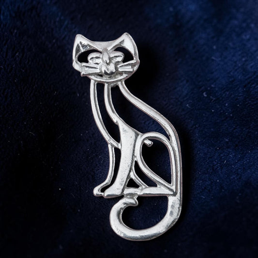 Cat Brooch, (Open Design), Handcast Pewter, Polished Finish
