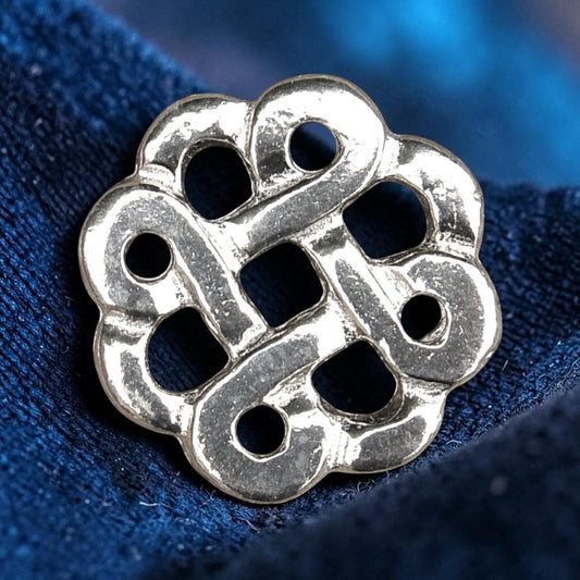 Celtic Quaternary Knot Brooch, Handcast Pewter, Polished Finish
