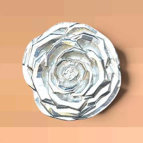 Rose Brooch, Handcast Pewter, Polished Finis