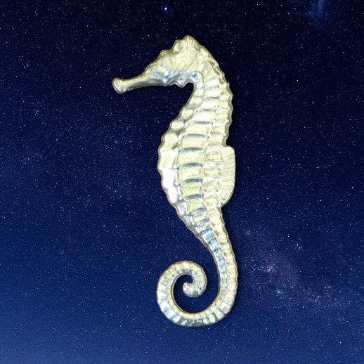 Seahorse Brooch, Handcast Pewter, Polished Finish