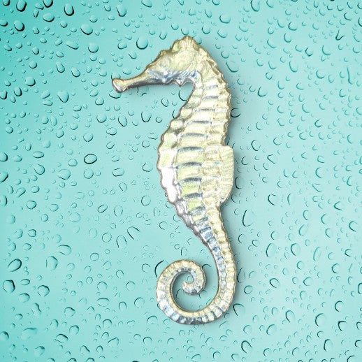 Seahorse Brooch, Handcast Pewter, Polished Finish