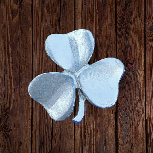 Shamrock Brooch, Handcast Pewter, Polished Finish
