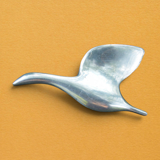 Swan Brooch, Handcast Pewter, Polished Finish