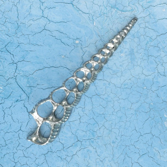 Spiral Shell Brooch, Handcast Pewter, Polished Finish