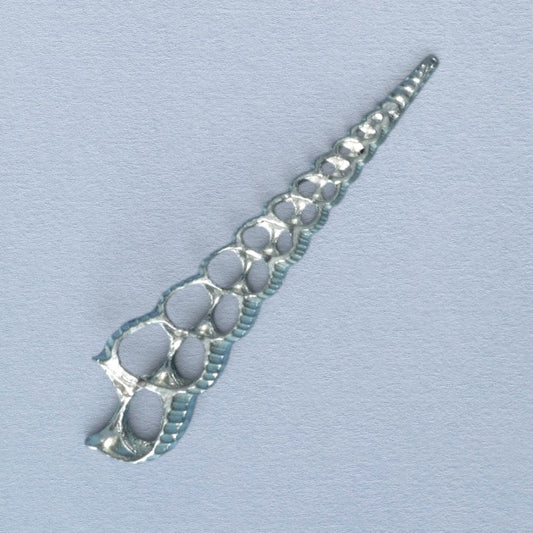 Spiral Shell Brooch, Handcast Pewter, Polished Finish