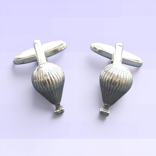 Hot Air Balloon Cufflinks, Handcast Pewter Cufflinks, Polished Finish