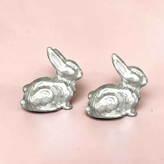 Rabbit Cufflinks (Facing Right), Handcast Pewter Cufflinks, Polished Finish