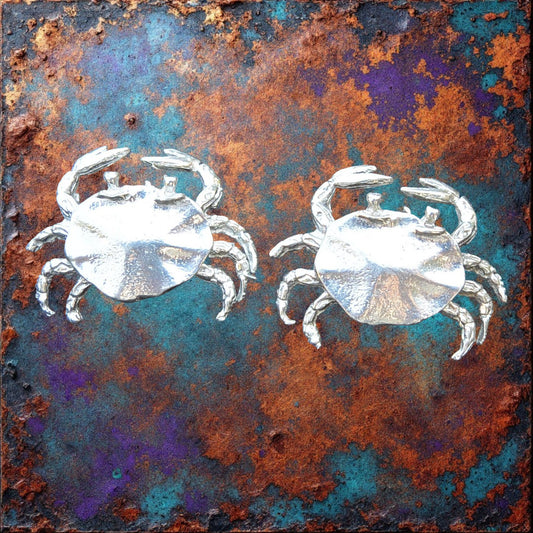 Crab Cufflinks, Handcast Pewter Cufflinks, Polished Finish