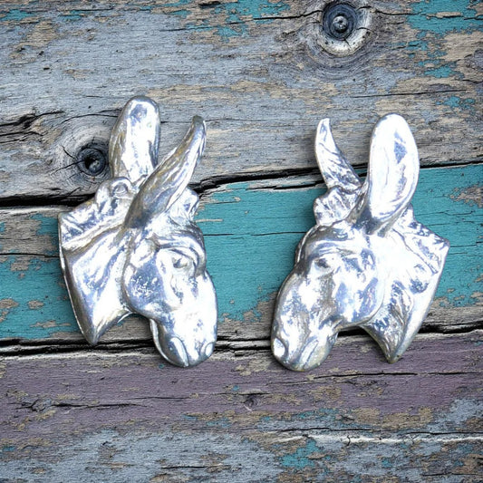 Donkey Head Cufflinks, Handcast Pewter Cufflinks, Polished Finish