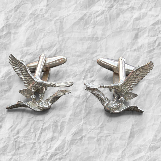 Eagle Cufflinks, Handcast Pewter Cufflinks, Polished Finish