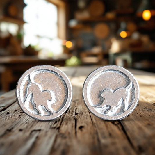 Dog Cufflinks (Dog Silhouette), Handcast Pewter Cufflinks, Polished Finish