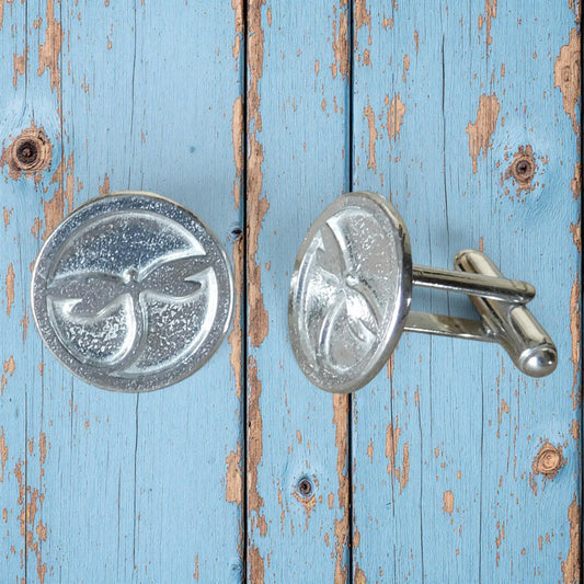 Dragonfly Cufflinks (Round Design), Handcast Pewter Cufflinks, Polished Finish