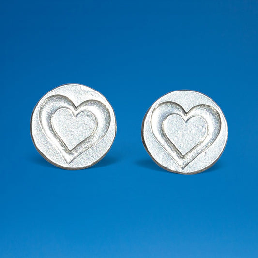 Double Heart Cufflinks, Handcast Pewter Cufflinks, Polished Finish