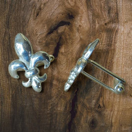 Fleur de Lys Cufflinks, Handcast Pewter with a Highly Polished Finish
