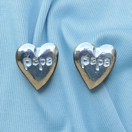 Papa Heart Cufflinks (Small Design), Handcast Pewter Cufflinks, Polished Finish