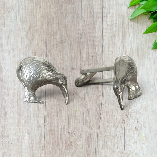 Kiwi Cufflinks, Handcast Cufflinks, Polished Finish