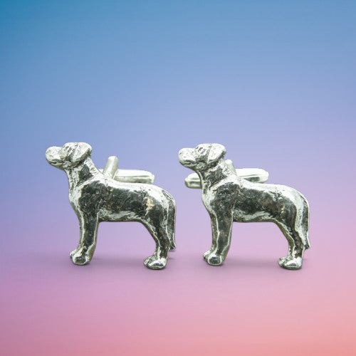 Dog Cufflinks, Handcast Pewter Cufflinks, Polished Finish