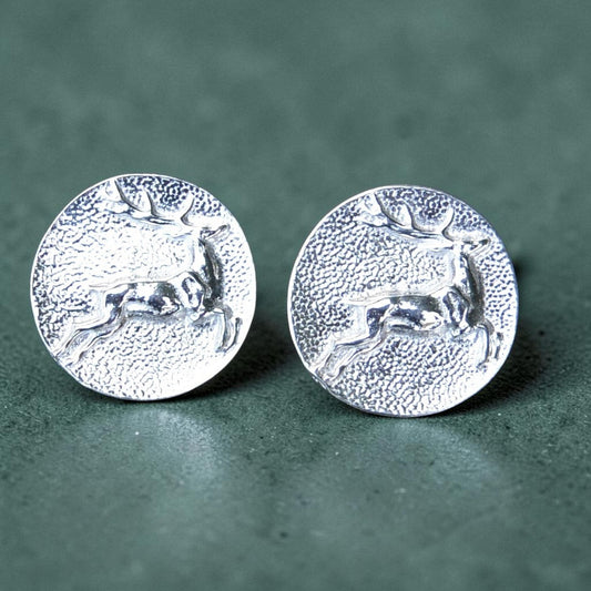 Stag Cufflinks, Handcast Pewter Cufflinks, Polished Finish