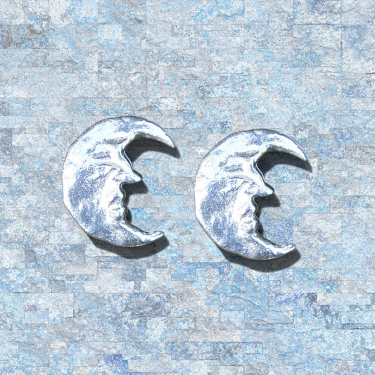Man in the Moon Cufflinks, Handcast Pewter Cufflinks, Polished Finish