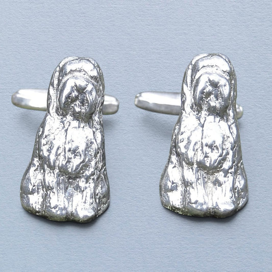 Old English Sheepdog Cufflinks, Handcast Pewter Cufflinks, Polished Finish