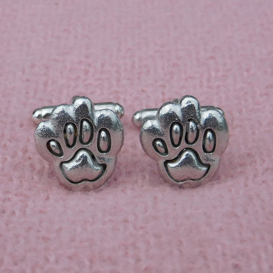 Paw Cufflinks, Handcast Pewter Cufflinks, Polished Finish