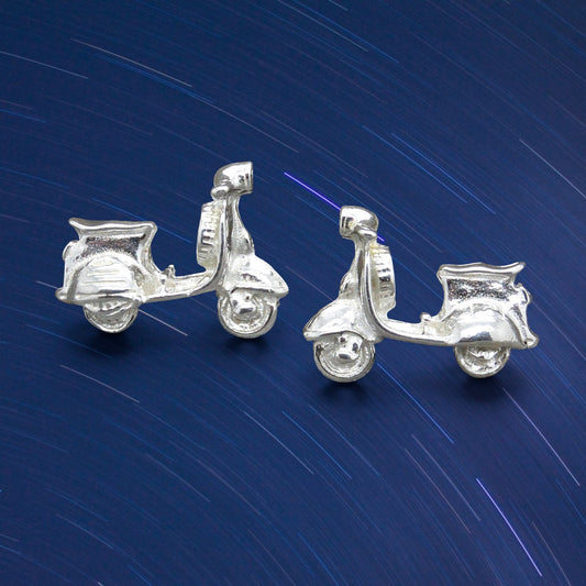 Vintage Scooter Cufflinks, Handcast Pewter Cufflinks, Polished Finish