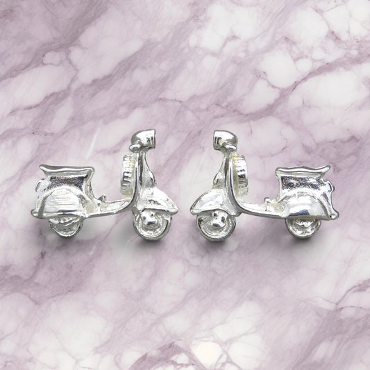 Vintage Scooter Cufflinks, Handcast Pewter Cufflinks, Polished Finish