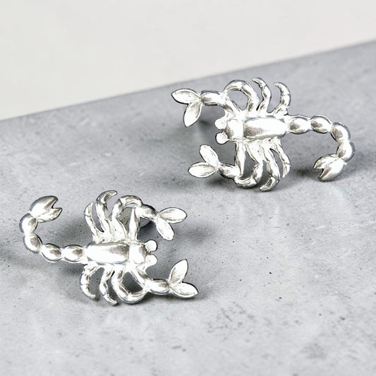 Scorpion Cufflinks, Handcast Pewter Cufflinks, Polished Finish