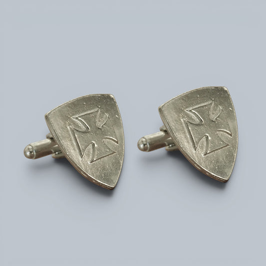 Knights Templar Cufflinks (Raised Cross), Handcast Pewter Cufflinks, Polished Finish