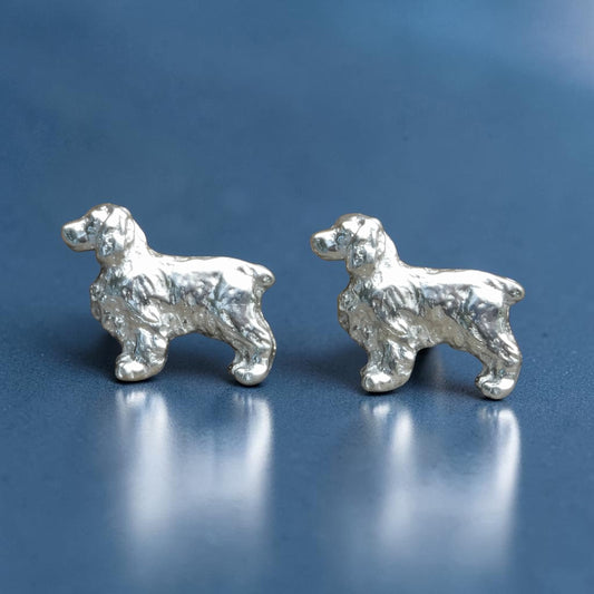 Springer Spaniel Dog Cufflinks, Handcast Pewter Cufflinks, Polished Finish