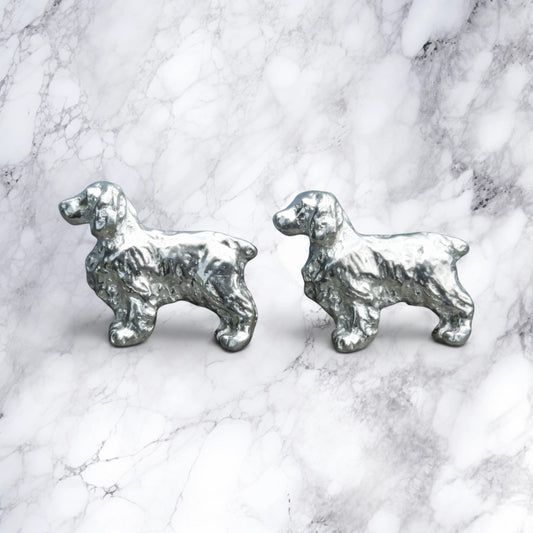 Springer Spaniel Dog Cufflinks, Handcast Pewter Cufflinks, Polished Finish