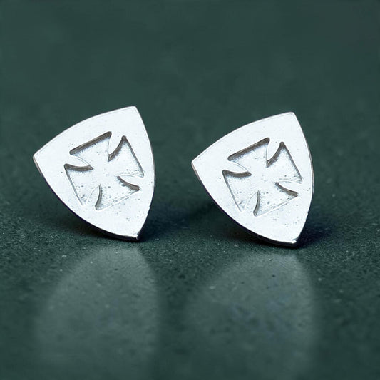 Knights Templar Cufflinks (Inset Cross), Handcast Pewter Cufflinks, Polished Finish